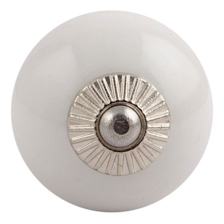 White Silver Fitting Ceramic Dresser Knob